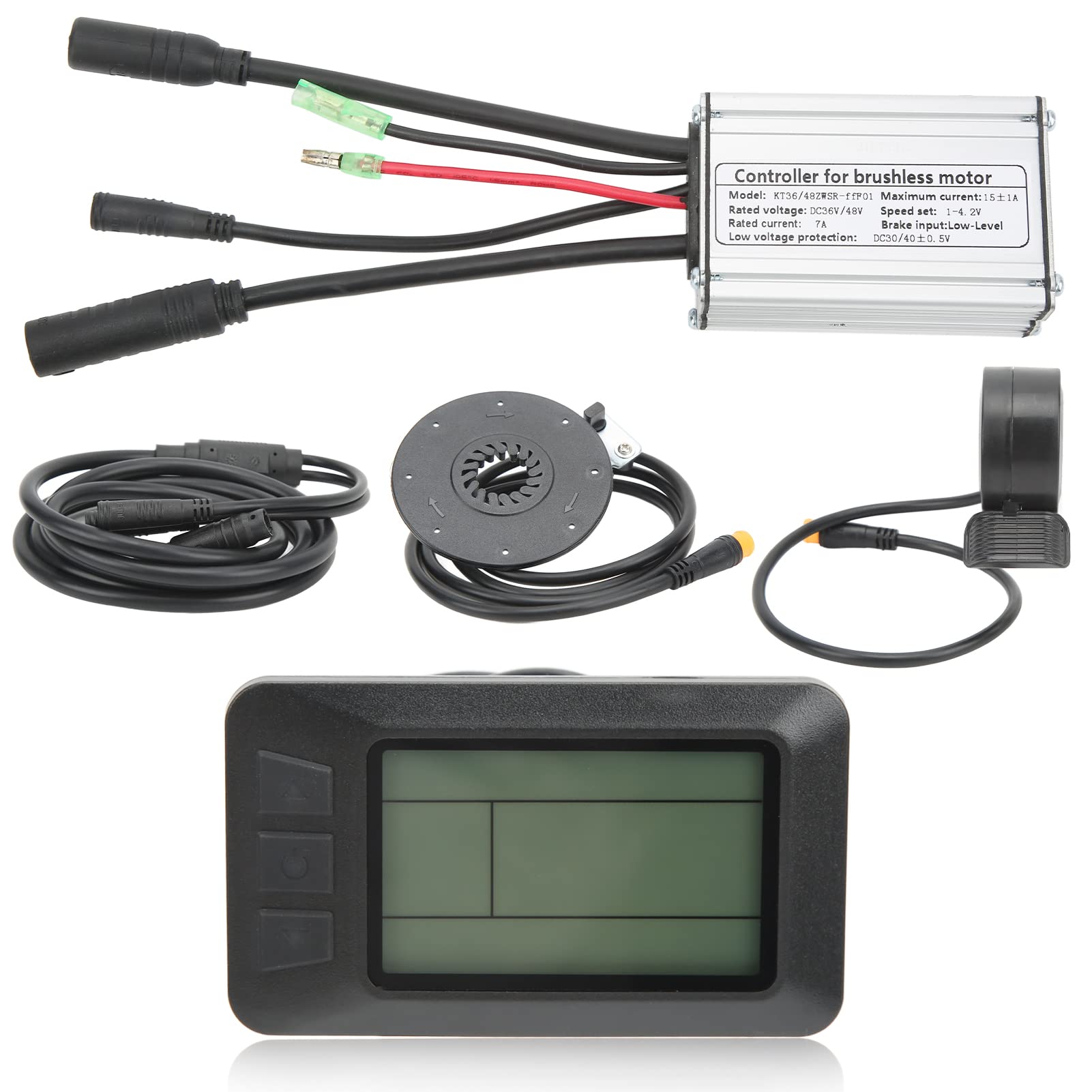 Alomejor Kit di Modifica per Bicicletta Elettrica DC 36V 48V 250W, Controller Motore 350W con Display LCD6