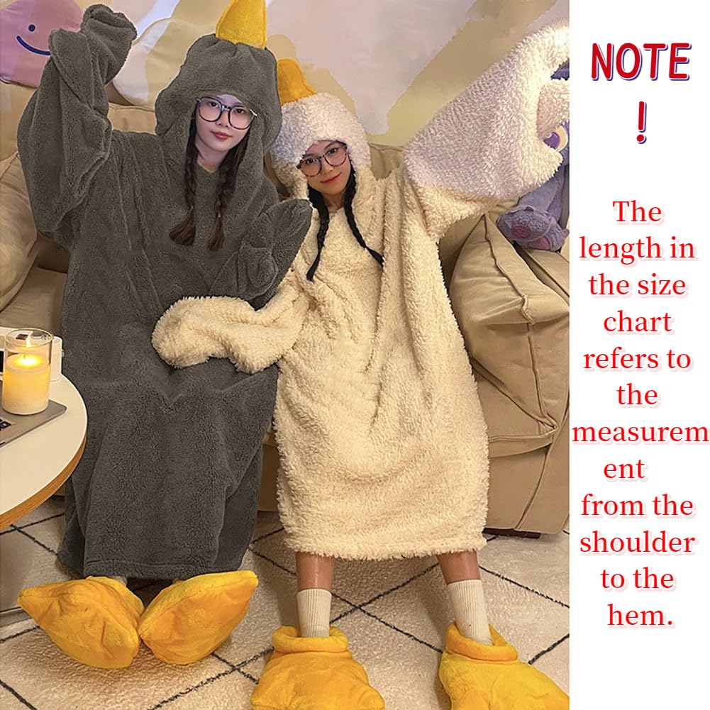 Gänsedecke, Kapuzenpullover, Einteiler für Erwachsene und Kinder, übergroße warme Ente, tragbare Hoodie-Decke mit Ärmeln, gemütlicher Schlafsack