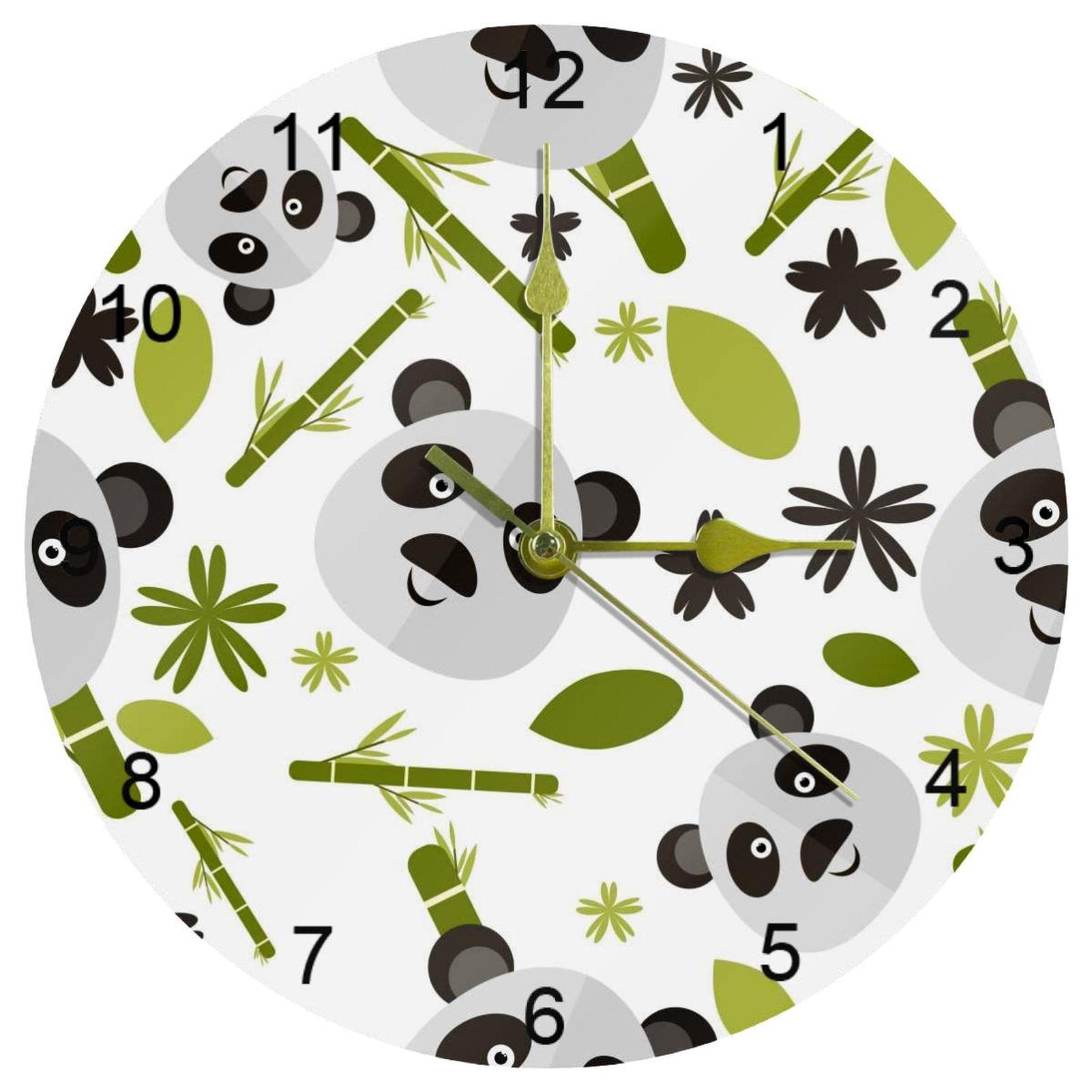 Horloge murale silencieuse panda 25,4 cm sans tic-tac pour rester concentré