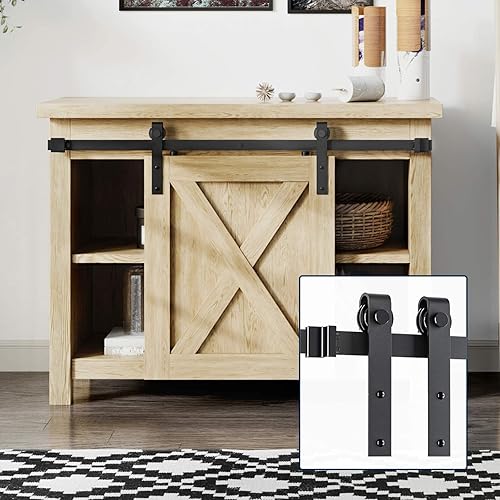 EaseLife - Kit de riel para puerta corrediza con montaje superior, Negro