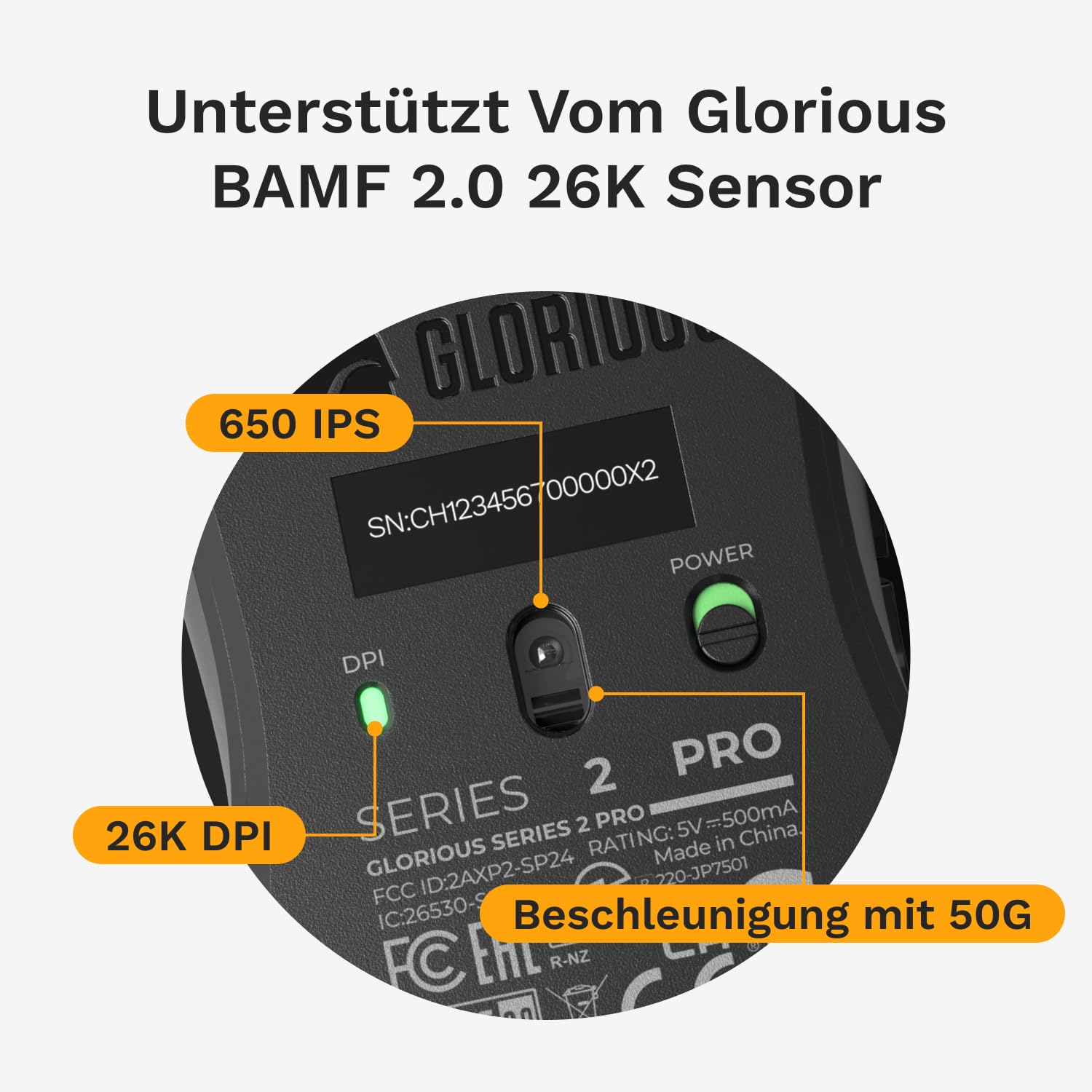 GLORIOUS Series 2 PRO Kabellose Gaming-Maus, 55g, 8K-Abrufrate, in Weiß | Kompakte symmetrische Form, Optische Schalter für 100 Mio Klicks, BAMF 2.0 26K Sensor für perfektes Zielen bei PC-Gamer