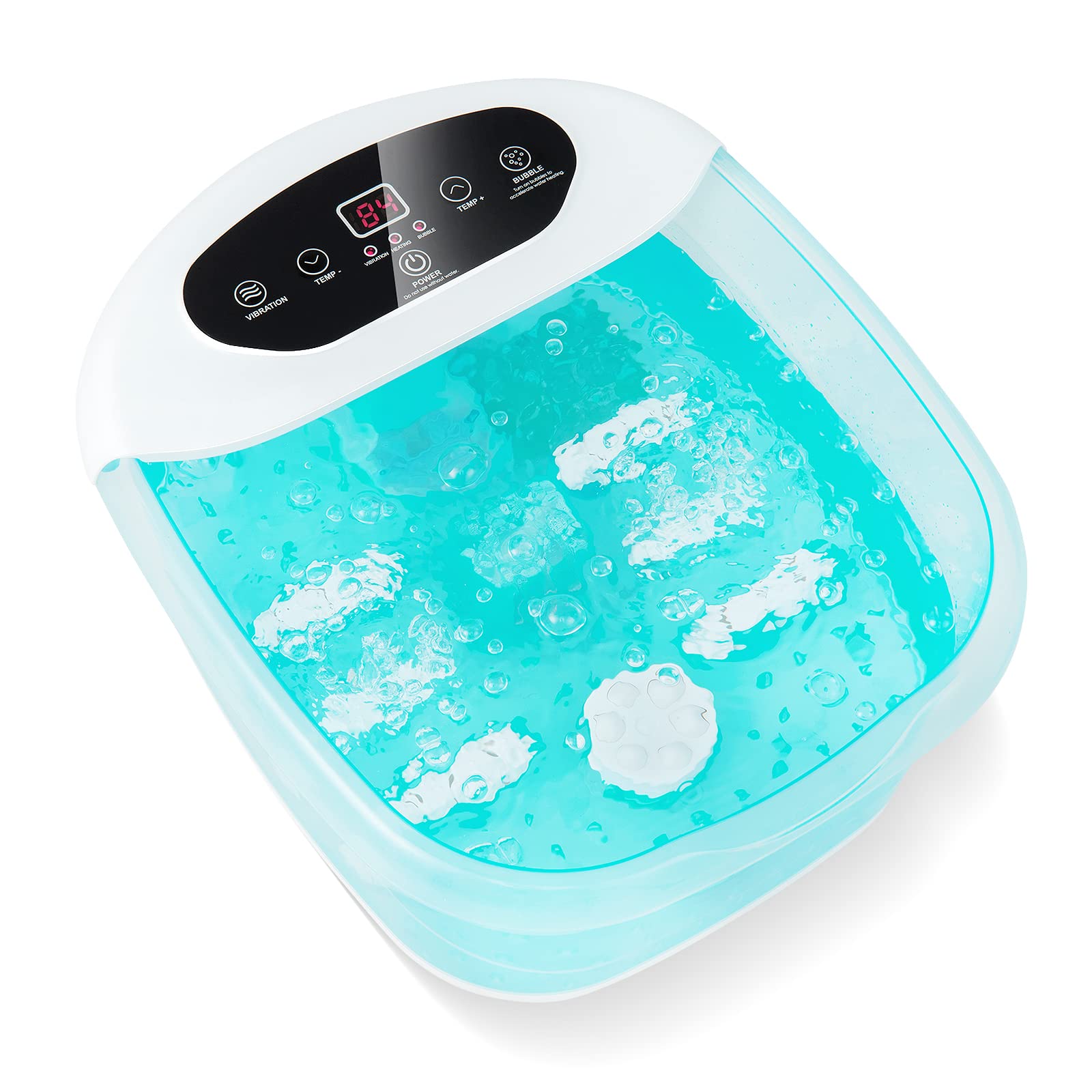 RELAX4LIFE Pediluvio Massaggiatore per Piedi con Rulli Massaggianti, Funzioni Riscaldamento 35℃-46℃, Vibrazioni, Bolle, Pietra Pedicure,Spenimento Automatico 1 Ora,Cavo 183cm,33x39x18cm (Eisblau)