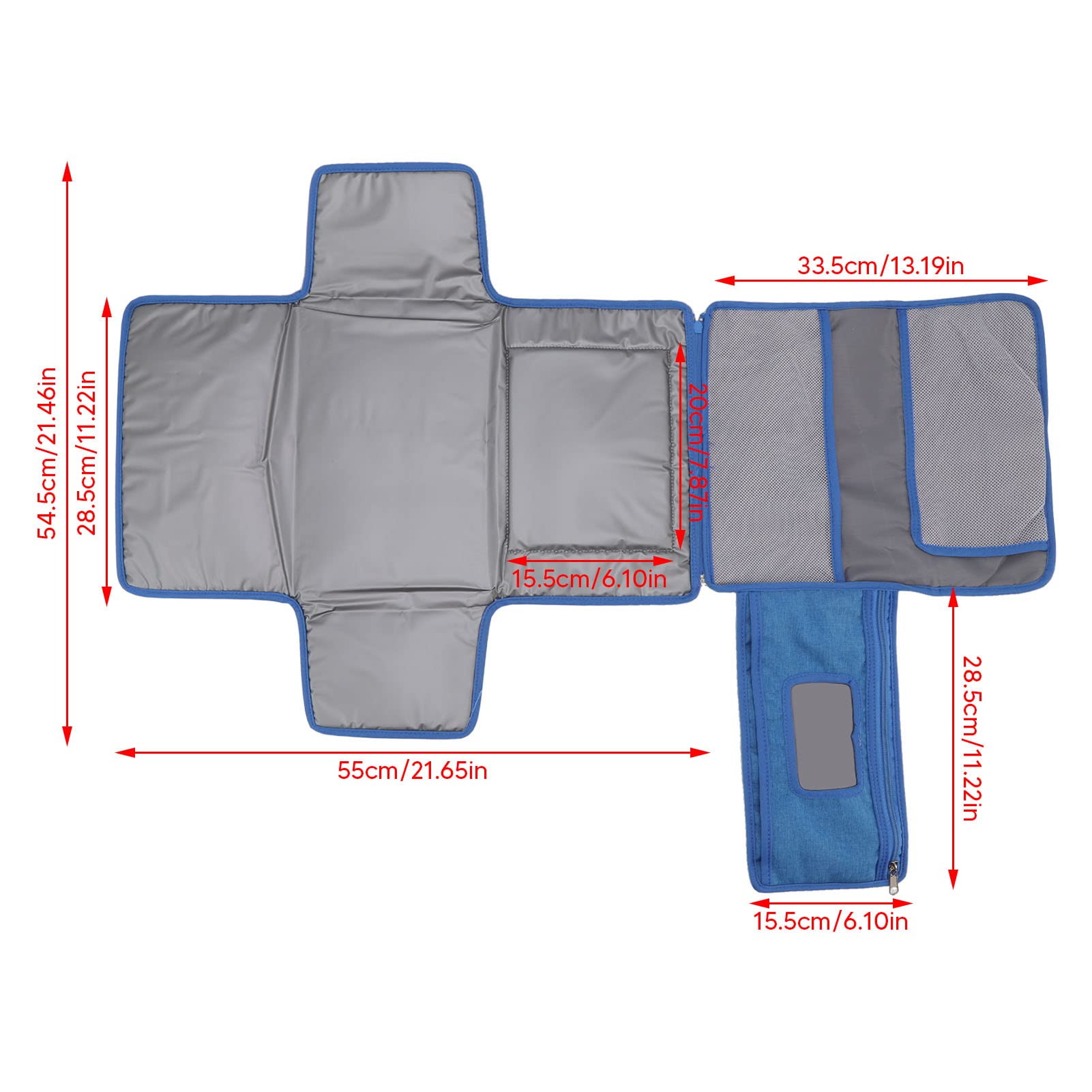 Materassino per fasciatoio, fasciatoio portatile con tracolla per maniglia, fasciatoio da viaggio pieghevole per baby shower (Blu)