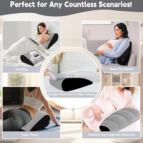 Miniatura 3 de TheClover Almohada de cuña inflable almohada de piernas con máscara para dormir, almohadas de elevación de piernas para después de la cirugía, cuña