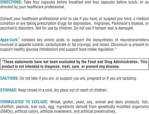 Miniatura 6 de XYMOGEN Appe-Curb - Soporte para ayudar a combatir los antojos  cromo, DL-fenilalanina, L-glutamina, vitamina B6 + 5-HTP para un metabolismo, el