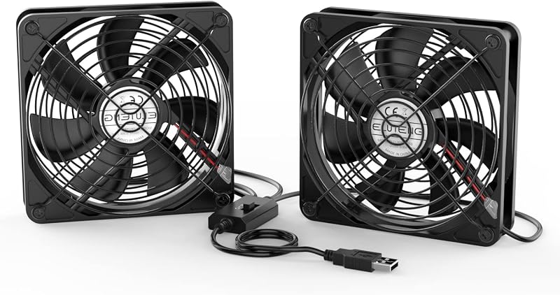 ELUTENG Dual 120mm USB Fan with 3 Speeds 5V Ventilator Fan Portable Cooling Fan Rechargeable Compatible for Laptop Receiver DVR Playstation Xbox Desk Computer Cabinet Cooling | USB Fan Rechargeable Compatible for Laptop Receiver DVR Playstation Xbox Desk Computer Cabinet Cooling