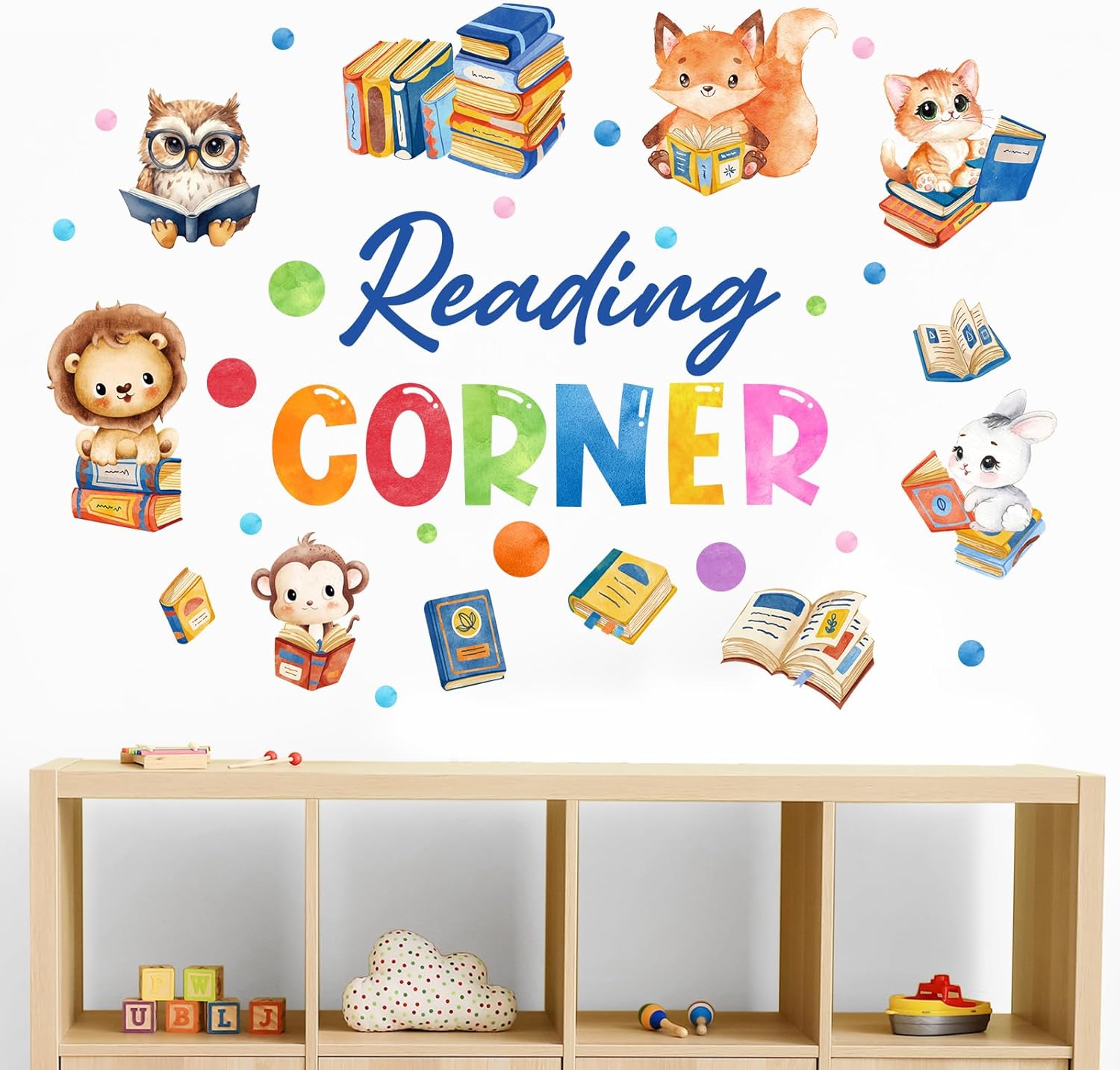 Vinilo Decorativo Lectura Esquina Niños Animales Bosque