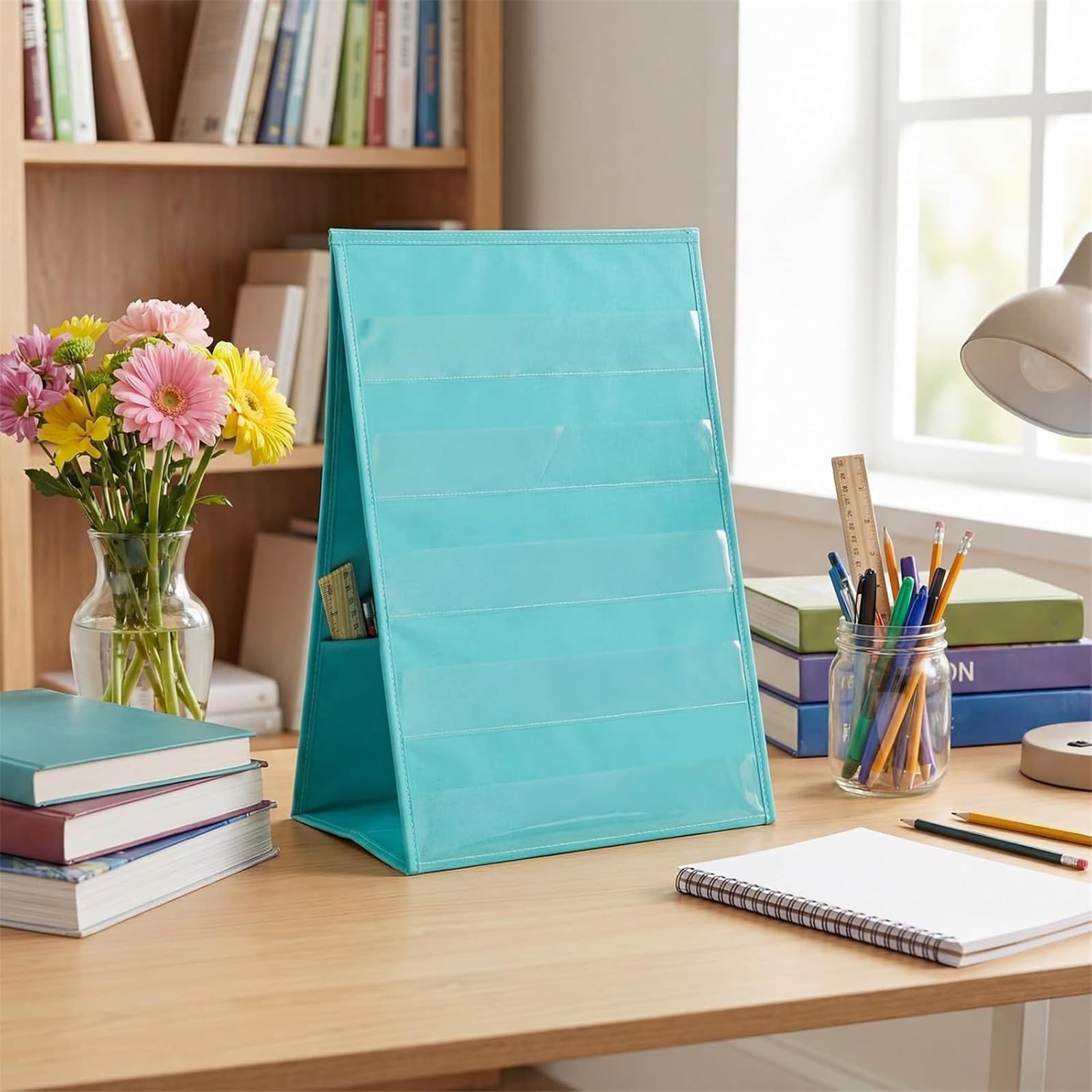 Tabellone pieghevole in tessuto Oxford 600D con sezioni in PVC trasparente per uso scolastico e professionale Inserto portafoglio portatile