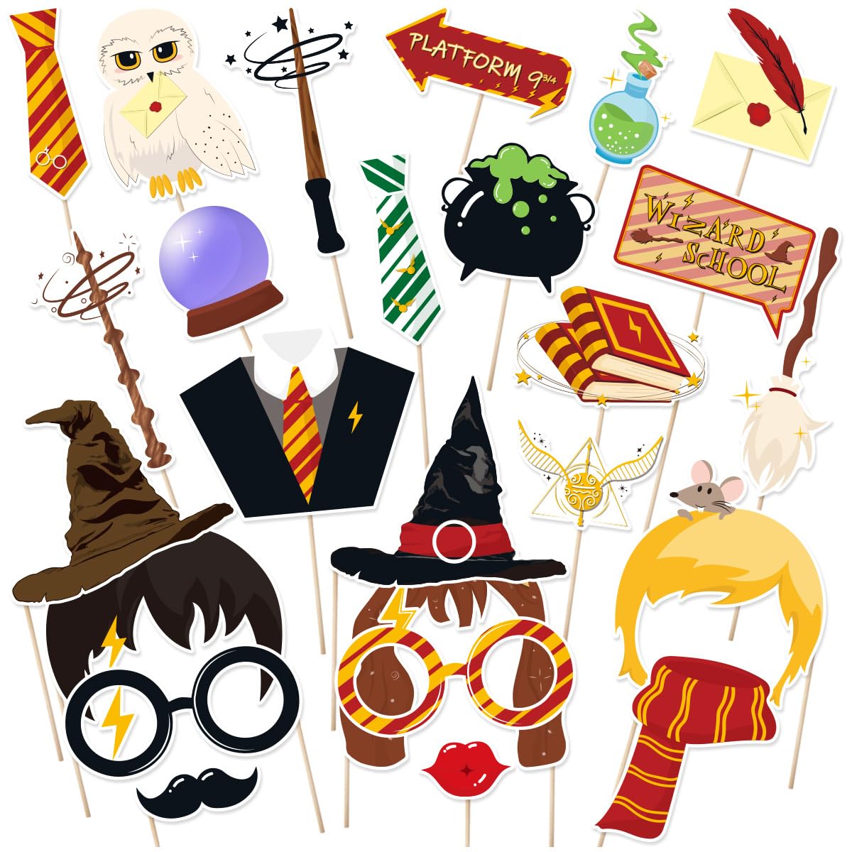 GeRRiT 25 Pcs Magical Wizard Decorations Photo Booth Props,Wizard Potter Theme Party Photo Props,Wizard Castle Birthday Supplies