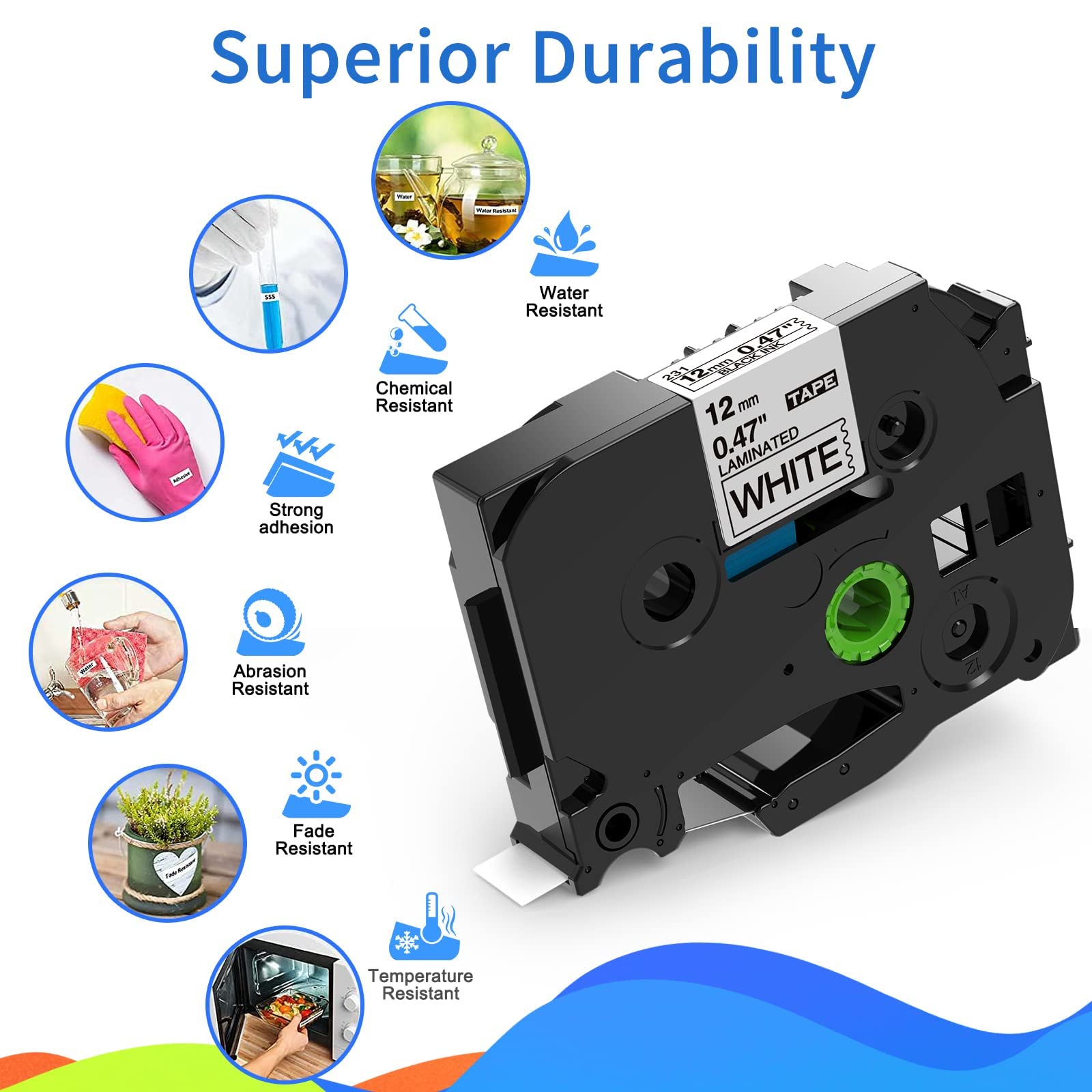 Nastro Per Etichettatrice In Confezione Da 5 Per TZe-231 -231 Laminato - Foto 7