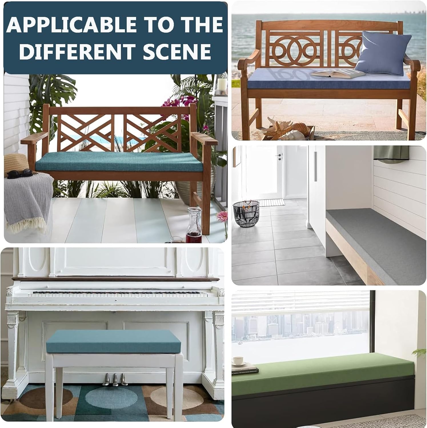 屋外ベンチシートクッションセット 2/3人掛けソファとガーデンベンチ用 滑り止めチェアクッション キッチン家具ラウンジとパティオ用