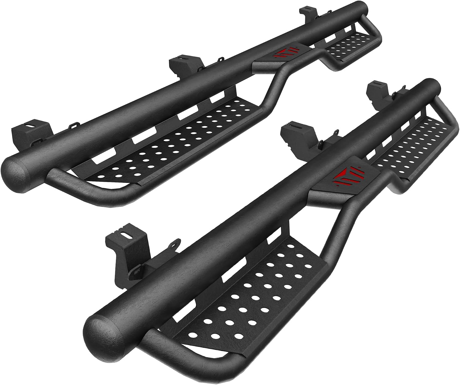 2-Stairs Running Boards Compatible with 2007-2018 Jeep Wrangler JK 4 Doors,7.6" D Side Steps,Heavy-Duty Steel Carbon Steel Nerf Bars, Non-Slip Powder Coated Surface, 700 lbs Load Capacity