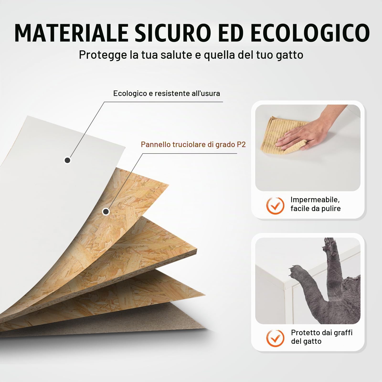VEVOR Copertura per Lettiera per 2 Gatti, Toilette con Camere Doppie, Armadietto in Legno, Mobiletto per Soggiorno Copri Lettiera 1,47x0,46x0,45 m, Bianco