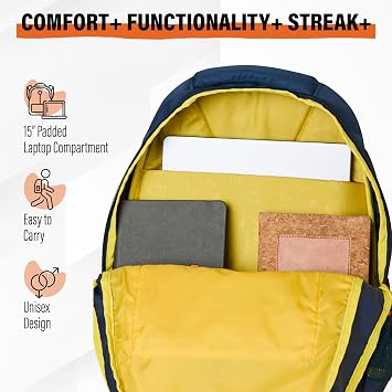 Wildcraft Casual Backpack Streak Plus 30 for Mens & Womens | Unisex Backpack (Navy,30Liter)