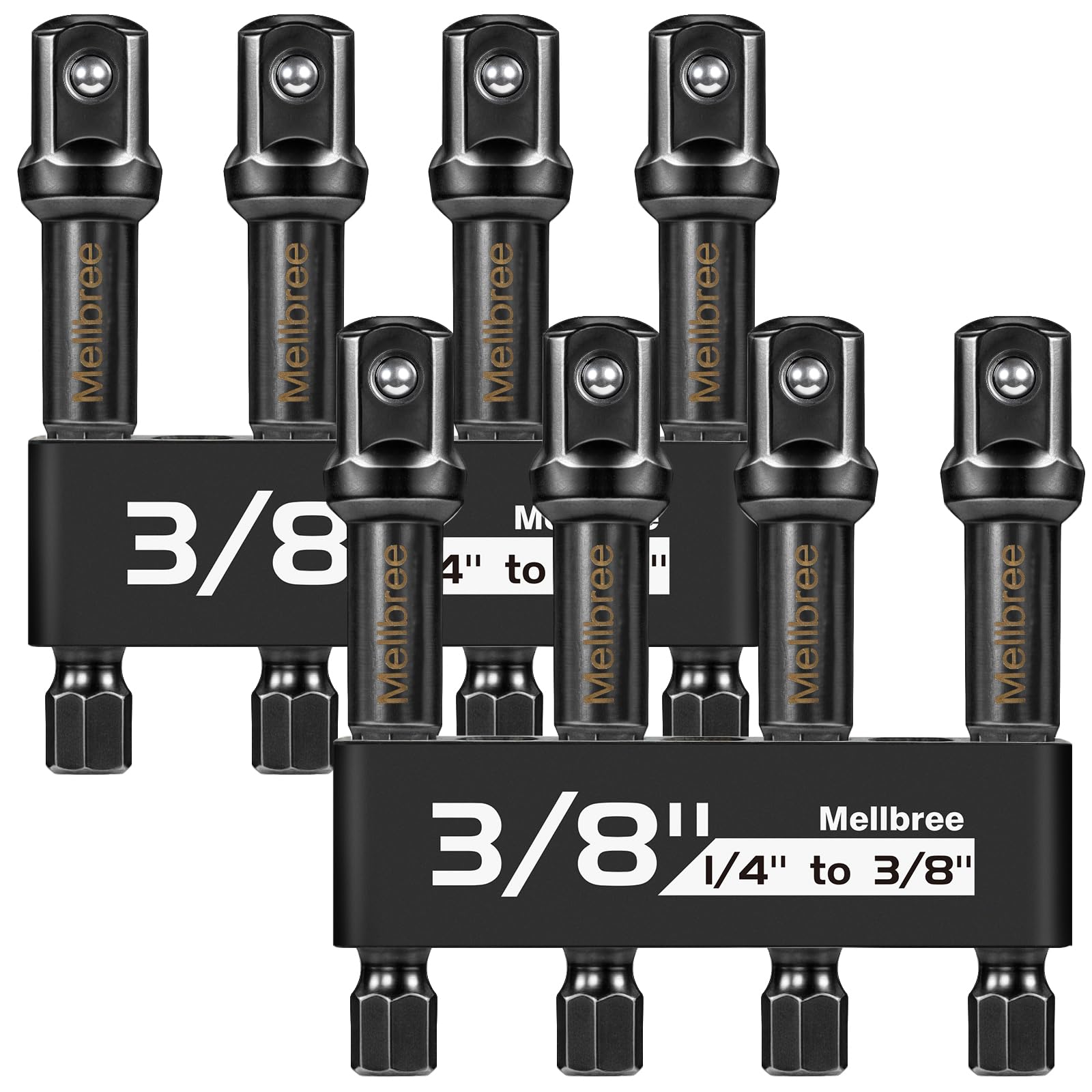 3/8 Impact Socket Adapter 1/4 to 3/8 For Impact Drivers/Drill 8-pack
