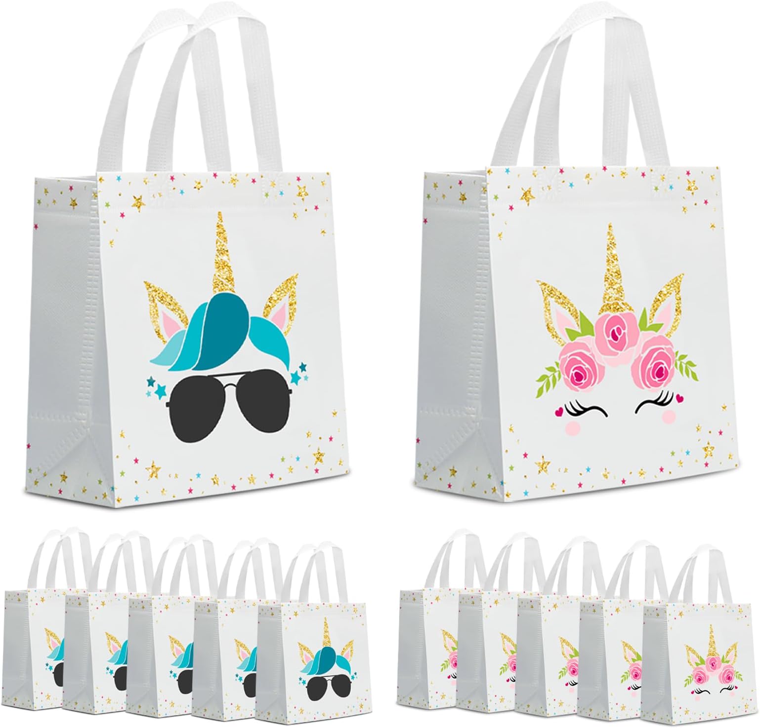 Amazon.com: Photect 24 Pcs Unicorn Party Favor Bags Non Woven Goodie ...