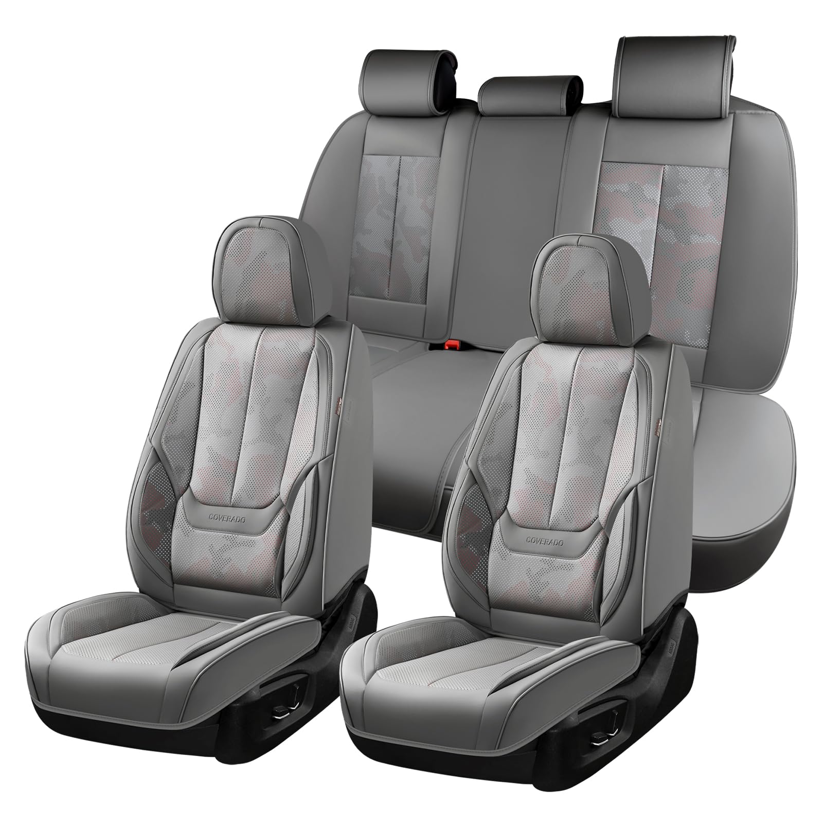 Coverado Car Seat Covers, Seat Covers for Cars, Waterproof Leather Auto Seat Protectors, Leather Car Seat Cushion, Car Interiors Accessories Universal Fit for Most Cars