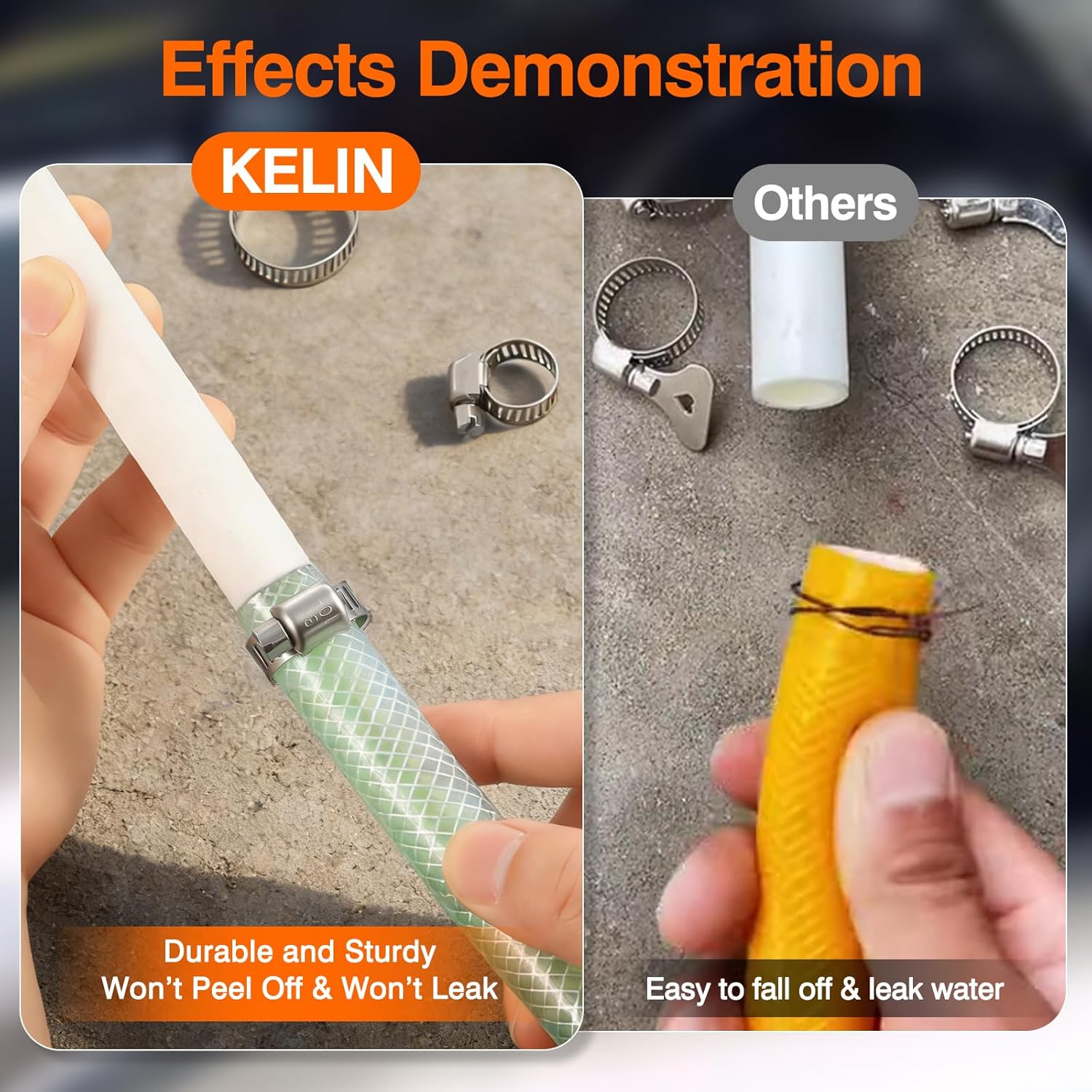 KELIN 202PCS 304 Stainless Steel Hose Clamp Kit, 8 Sizes from 1/4" to 2" (6-51mm) Adjustable Worm Gear Clamps with Socket Wrench & Screwdriver, Automotive Fuel Line Water Pipe Clamps Assortment Set