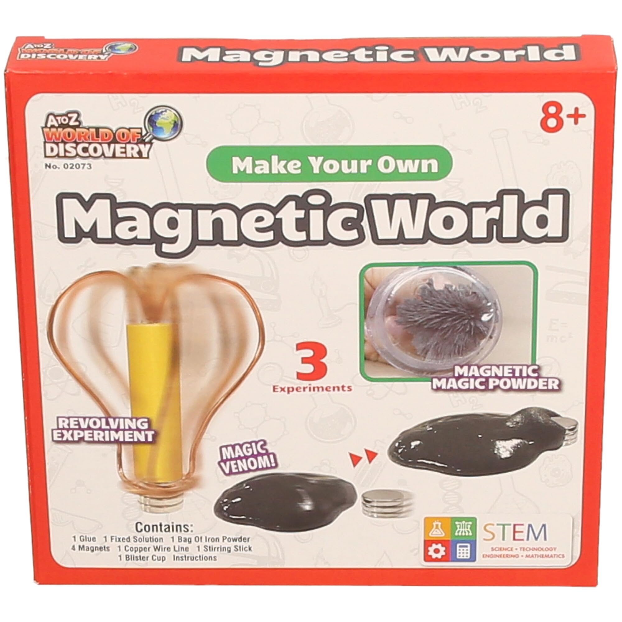A to Z World of Discovery Magnetic World STEM Science Kit, 3 Experiments, Ages 8+, Magic Powder and Venom Experiments