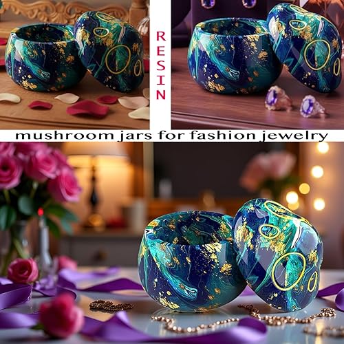 Miniatura 3 de 2 juegos de moldes de resina para frascos de silicona, tarros de hongos, moldes de silicona con tapas para fundición de resina epoxi para hacer