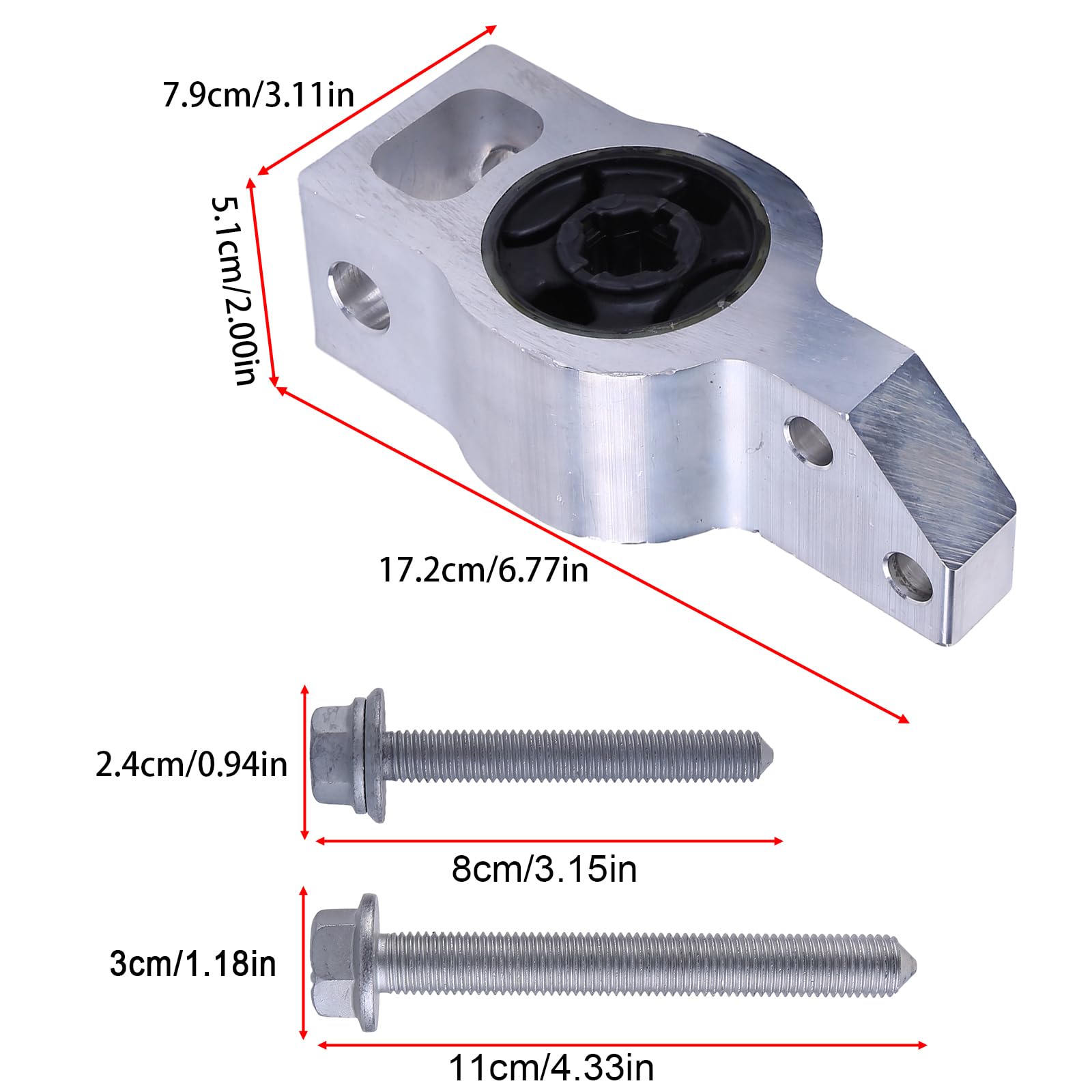 JAWSEU 2PCS Querlenkerbuchse 3C0199231A Kompatibel für Q3 8UB 8UG Passat 3C2 362 Passat CC 357 Tiguan 5N,Langlebige Gummi-Metall-Vorderachsbuchse
