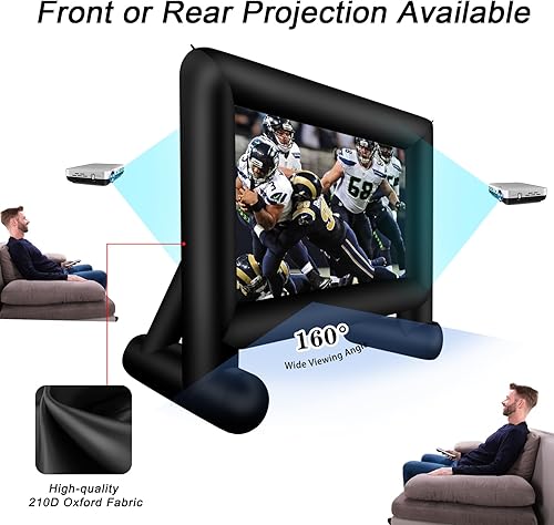 Miniatura 3 de Inlftable - Pantalla de cine inflable de 17 pies para exteriores, pantalla de película inflable con bolsa de almacenamiento de soplador de aire,
