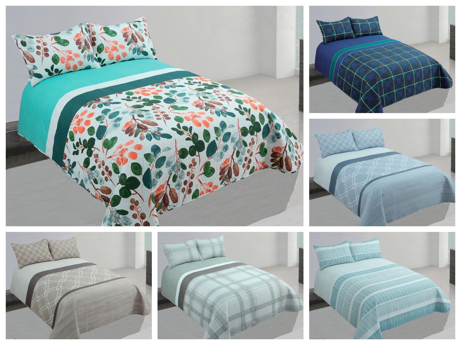 DONATELLA Colcha BOUTI Reversible - 105 cm., Verde-PIMAVERA