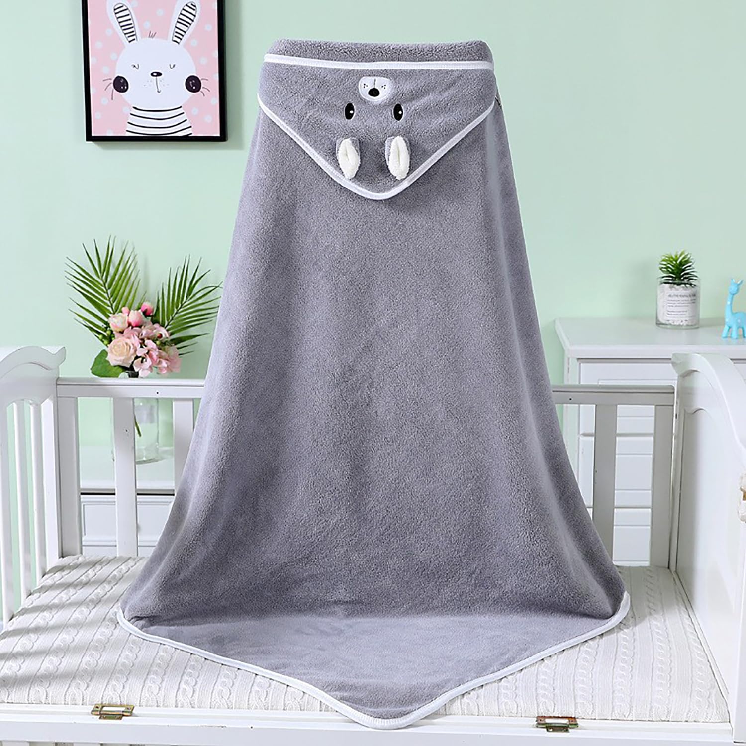 Cape De Bain Bébé 3Pcs - Serviette Éponge Douce & Absorption Forte - Peluche De Corail Haute Qualité - Pour Bébé Garçon 0-5 Ans - 80 x 80cm (B)