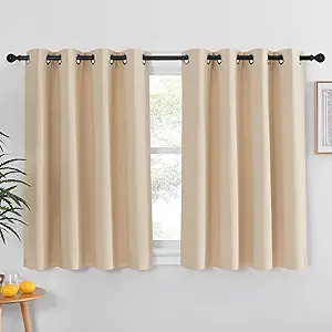 NICETOWN Bedroom Curtain Room Darkening Drapery - Biscotti Beige Room Darkening Curtain Panel for Bedroom, Grommet, 1 Panel, 52 x 45, Thermal Insulated, Privacy Assured