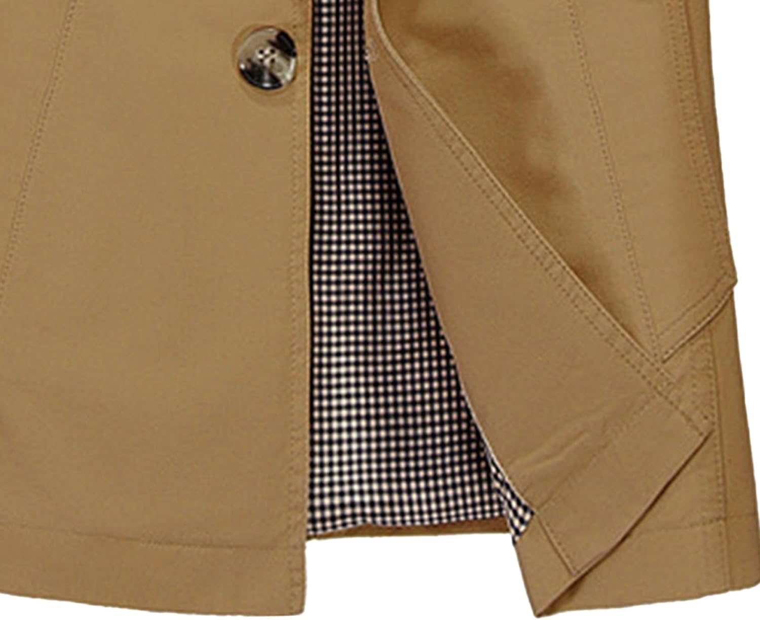 Mens Military Trench Lightweight Coat Long Sleeve Single Breasted Windbreaker Slim Fit Turn Down Collar Jacket