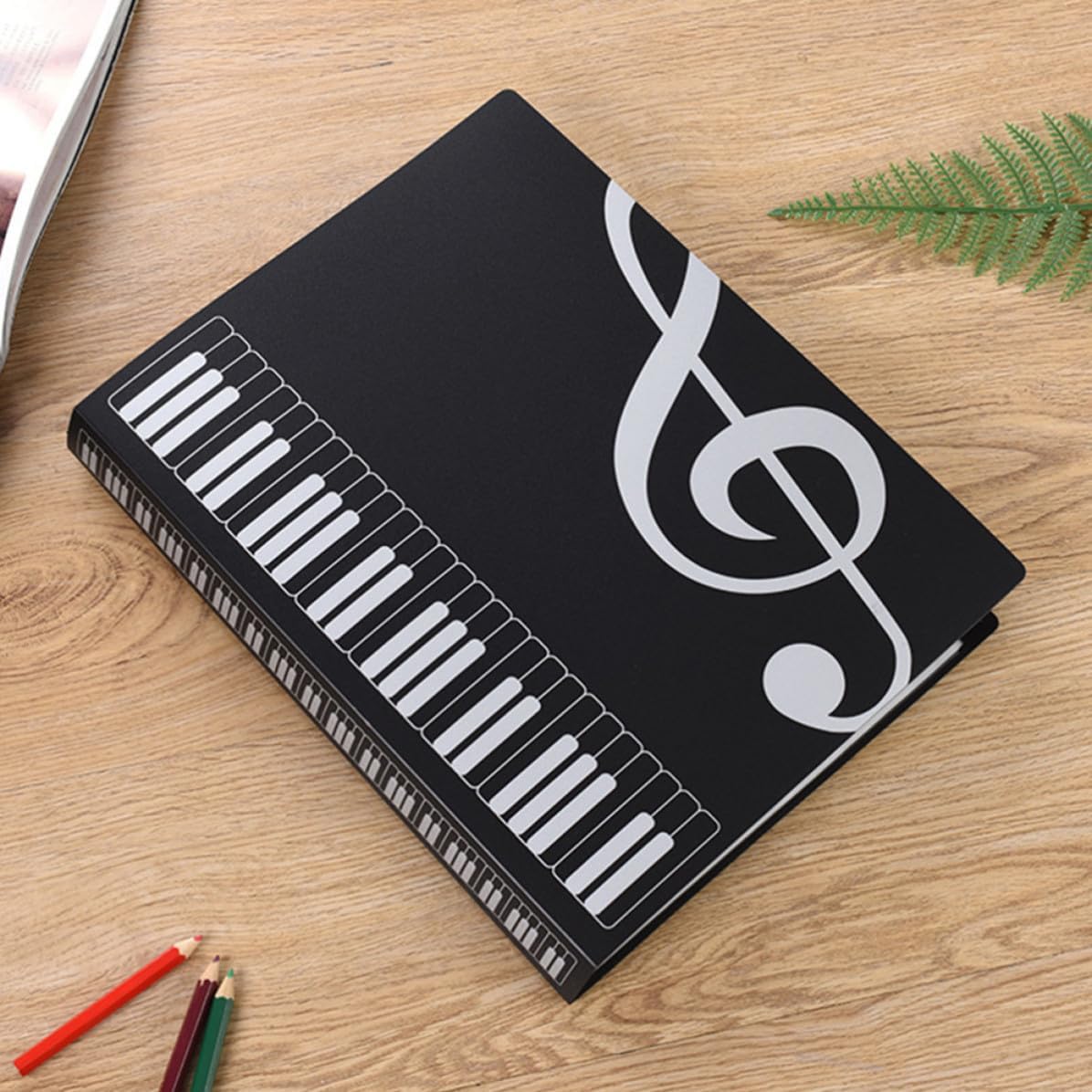 2pcs Black Plastic Sheet Music Folder 40-Page Insert image 4