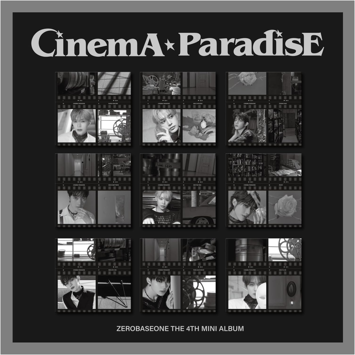 ZEROBASEONE Cinema Paradise 4th Mini Album Random Version 1p Folded Poster on Pack+1ea PhotoBook+1p Film Photo+2p PhotoCard+1ea Ticket+1p Slate+1ea Sticker+1ea Frame+Tracking Sealed ZB1