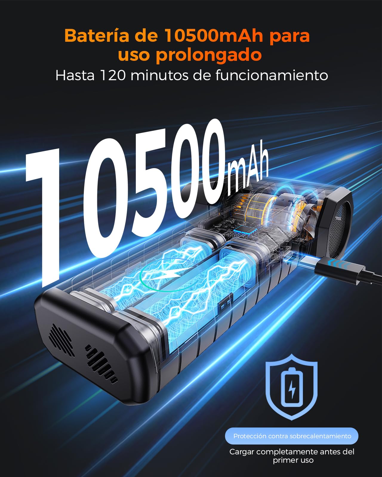 Soplador de Aire Potente – Mini Soplador Batería 200.000 RPM, 10.500 mAh, para Limpieza PC & Teclado, LED, Pantalla Inteligente, Recarga USB-C