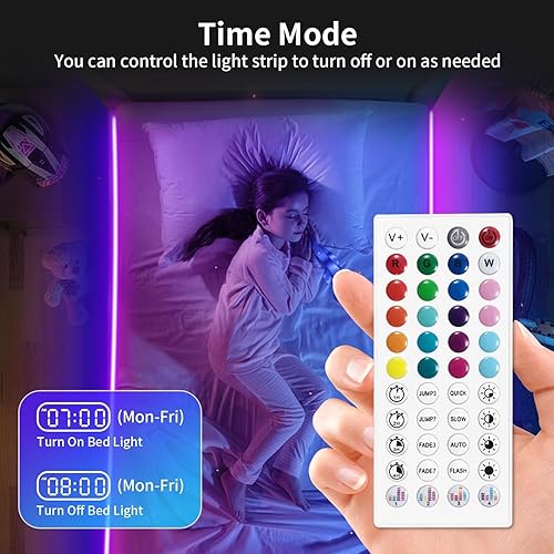 Miniatura 4 de Tira de luz de neón LED RGB, 16.4 pies, 12 V, cuerda de neón flexible con adaptador y control remoto de 44 teclas, sincronización de música, tira de