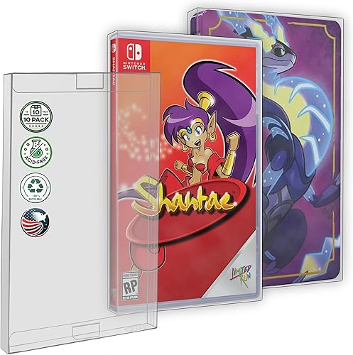 MALKO Paquete de 10 protectores de videojuegos compatibles con: funda de juego Nintendo Switch y Steelbook | Funda de plástico transparente