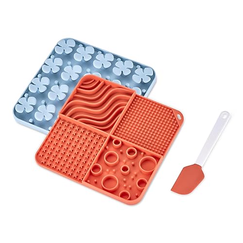 Amazon Basics Silicone Dog Feeding Mats, Slow Feeder Puzzle Lick Mats for Dogs and Cats, 2 Pack