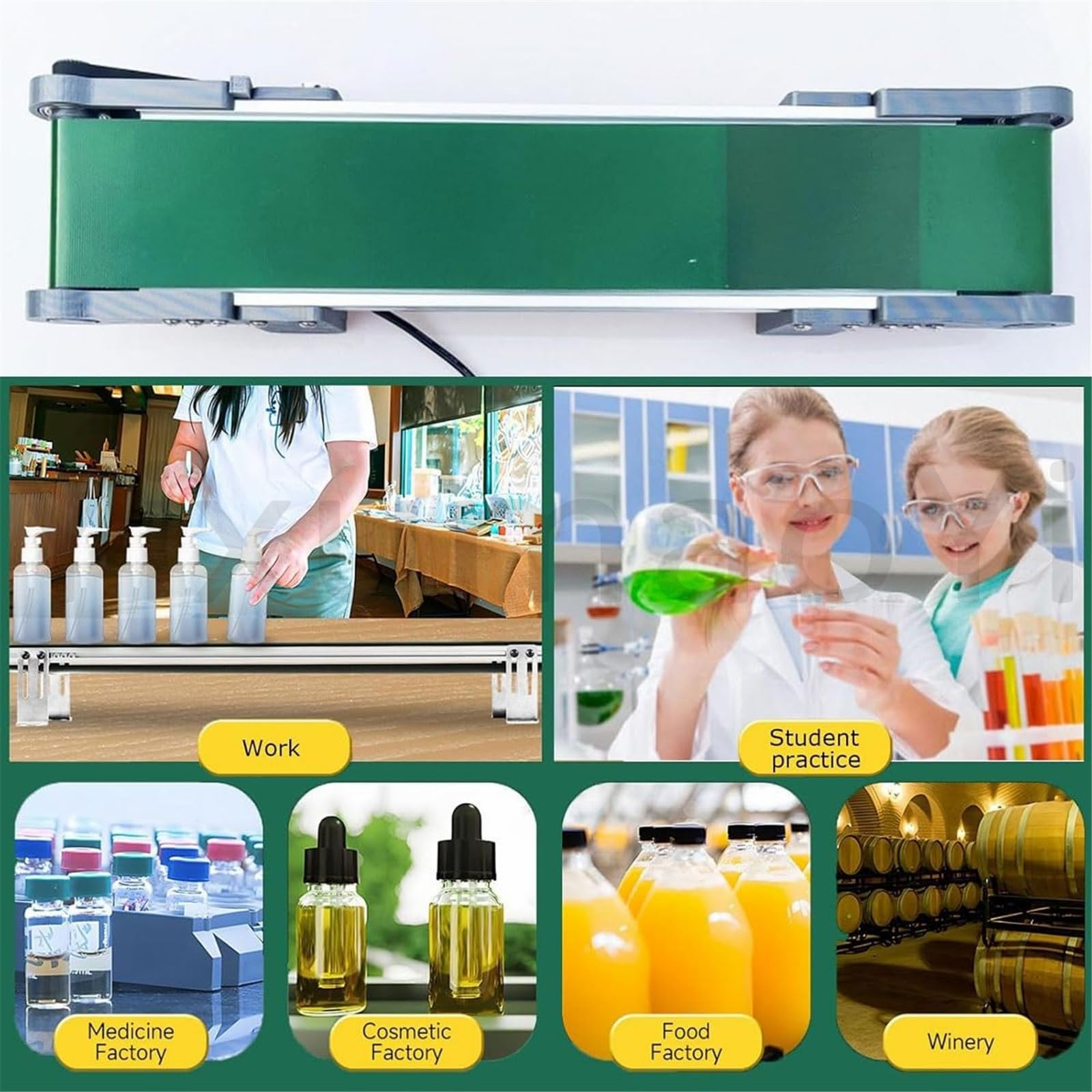Generico Mini Nastro Trasportatore, Nastro Trasportatore per Trasporto Industriale, Nastro Trasportatore Antistatico per L'industria Elettrica Automatica,Green-10x100cm