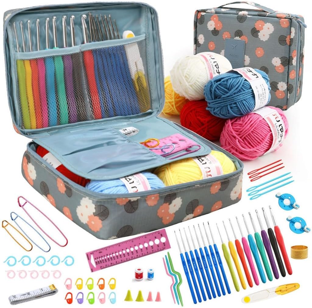 JSEIAJB Knitting Tools Crochet Set Handle Lace Crochet Yarn Manual DIY Portable Set