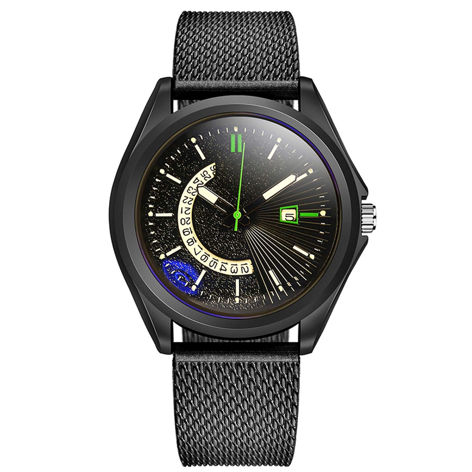 Casual Watches for Men,Men's Hollow Calendar Blue Light Watch Sports Mesh Belt Luminous Watch