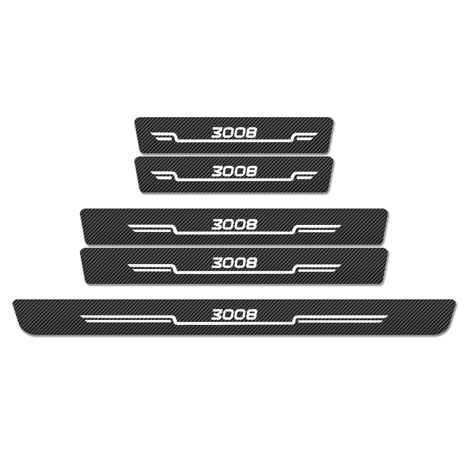 Wxh97f Normal Car Door Sill Protector Scuff Plates For Peugeot 3008, Carbon Fibre Effect Door Step Guard, Rear Boot Bumper Strip, Self-Adhesive Anti-Scratch Protection Sticker