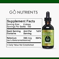Vista 2 de Go Nutrients Suplemento de selenio de 200 mcg, gotas líquidas sin levadura, gotas de selenio, suplementos de hierbas con selenio mineral traza