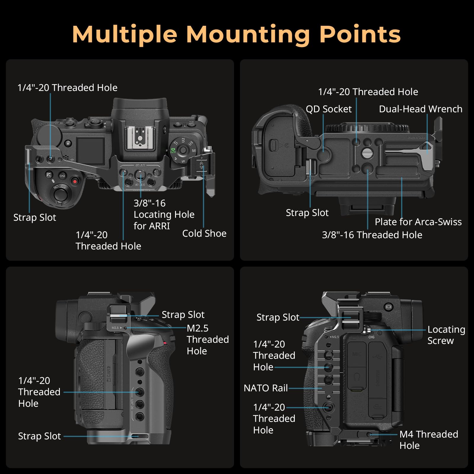 SMALLRIG Z6 III Cage per Nikon Z6 III, Gabbia Completa per Fotocamera in Lega di Alluminio con Design Anti-torsione, Piastra a Sgancio Rapido per Arca-Swiss - 4519