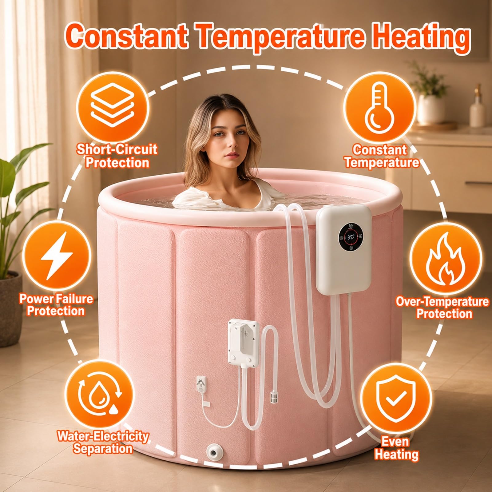 Termostato Portatile 1200W Per Riscaldatore Di Piscine Gonfiabili E Vasca Da Bagno, Controllo Preciso Della Temperatura 30-42°C, Protezione Contro Il Surriscaldamento, Riscaldamento Rapido
