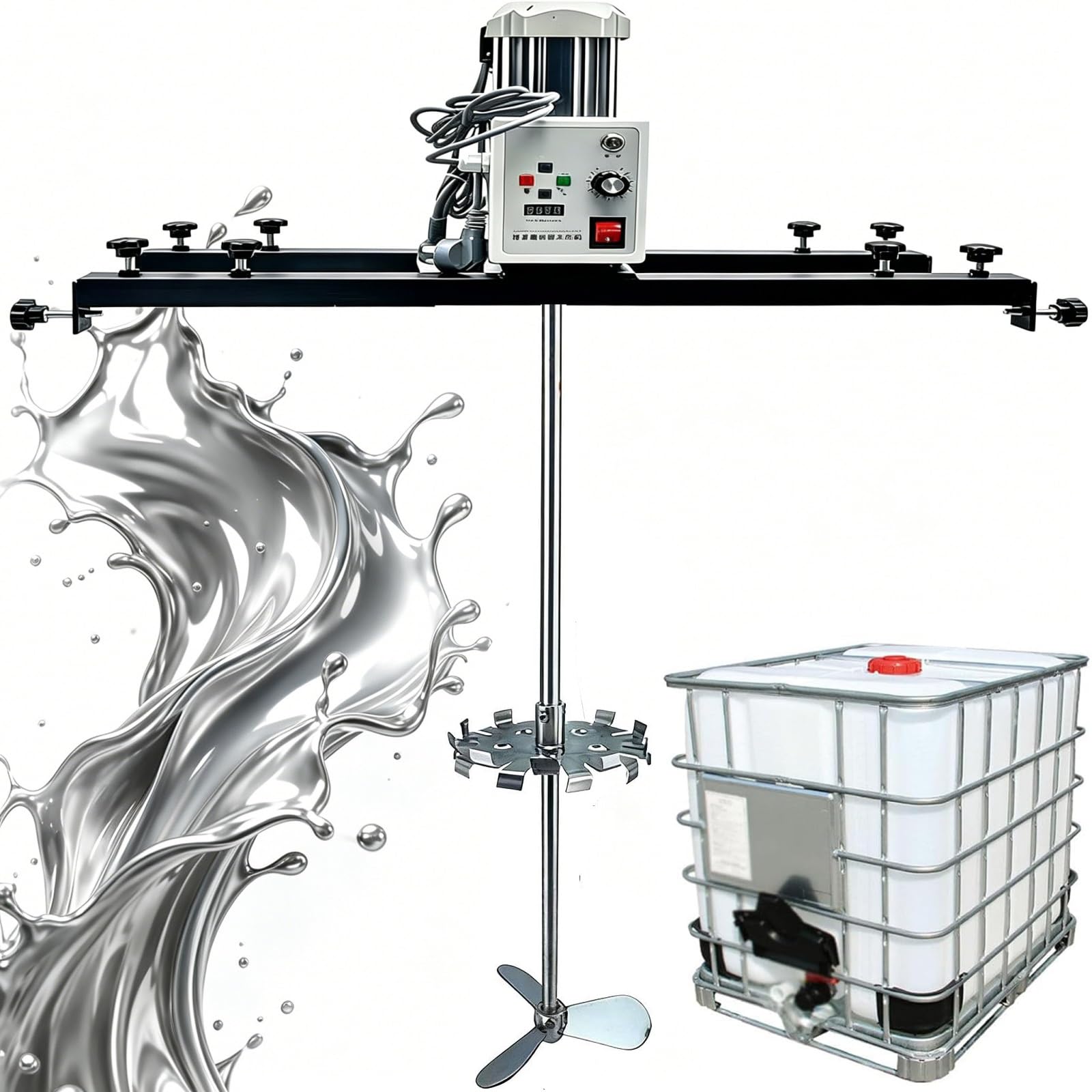 Mezclador Agitador Eléctrico Industrial, Mezclador De Bidones IBC De 265 Galones, Agitador De Pintura Con Motor De 2100W, Hélice De Acero Inoxidable, Soporte De Montaje Ajustable, Protección(A4)