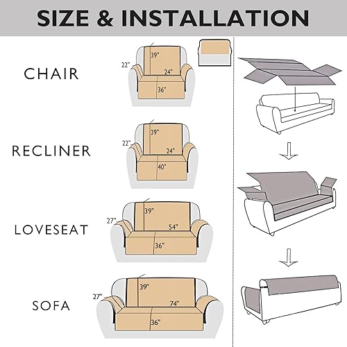 Miniatura 7 de Funda de sofá antideslizante, funda de sofá floral con correas elásticas, funda antideslizante de fácil ajuste, protector de muebles lavable para