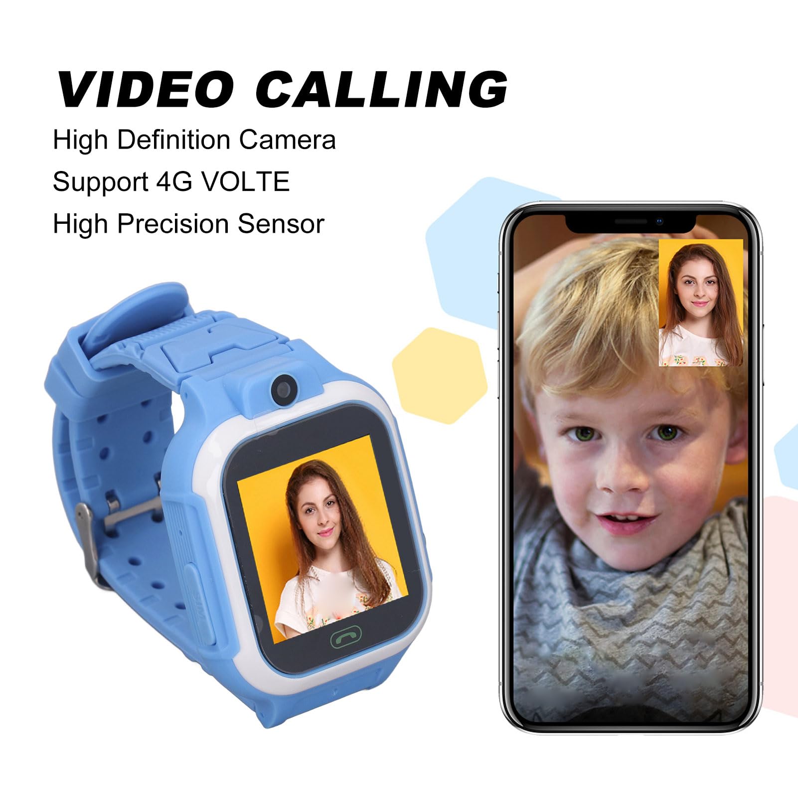 Reloj Inteligente para Niños, IP67 Resistente Al Agua, Reloj Inteligente para Niños, Mensaje de Voz con Cable de Carga para Viajes (Azul)