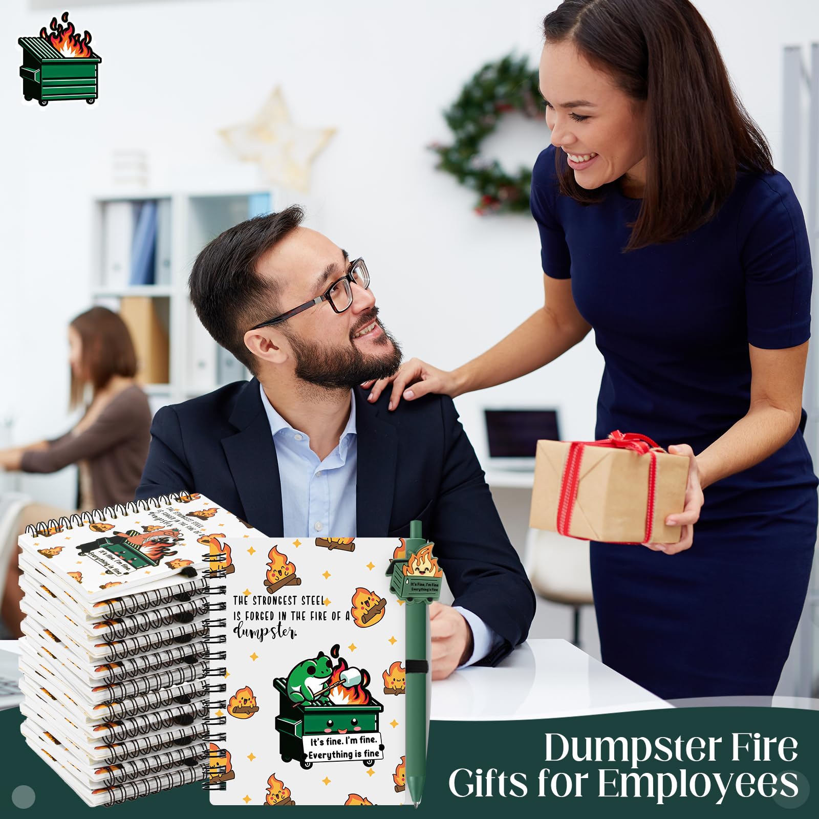 Resurhang 60 cuadernos A6 de regalo de fuego para empleados, con diseño de animales de fuego, con bolígrafo, divertidos regalos de agradecimiento para compañeros de trabajo, empleados, profesores