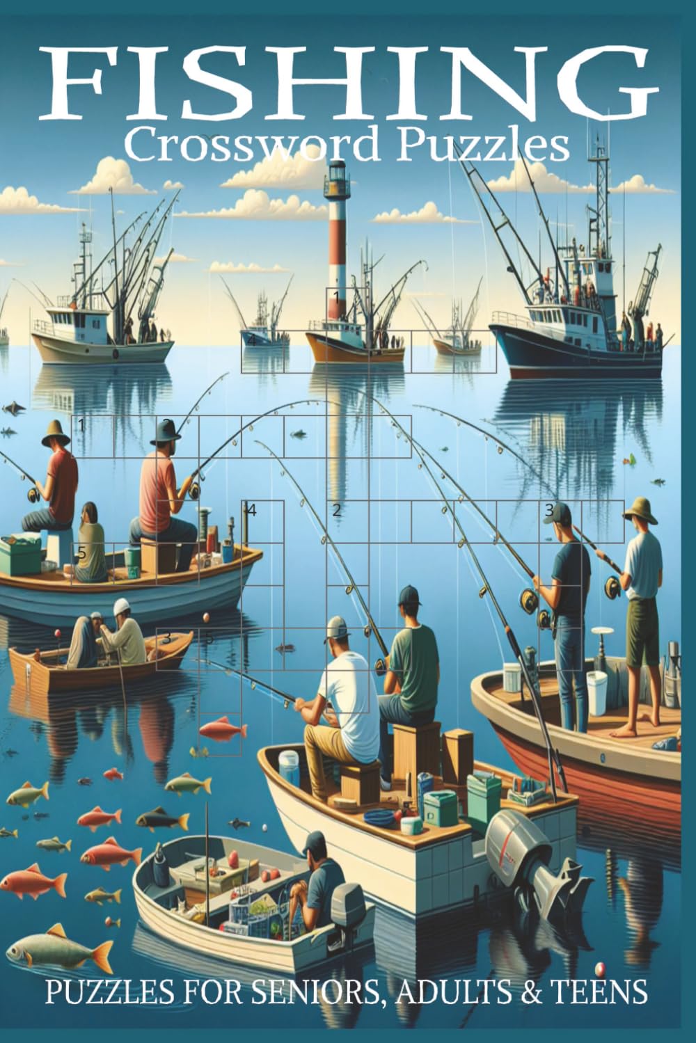 Fishing Crossword Puzzles: 60 Crossword Puzzles about Fishing | 6X9 inches, 120 pages, 600 words | The Perfect, Entertaining & Educational Gift for fishermen