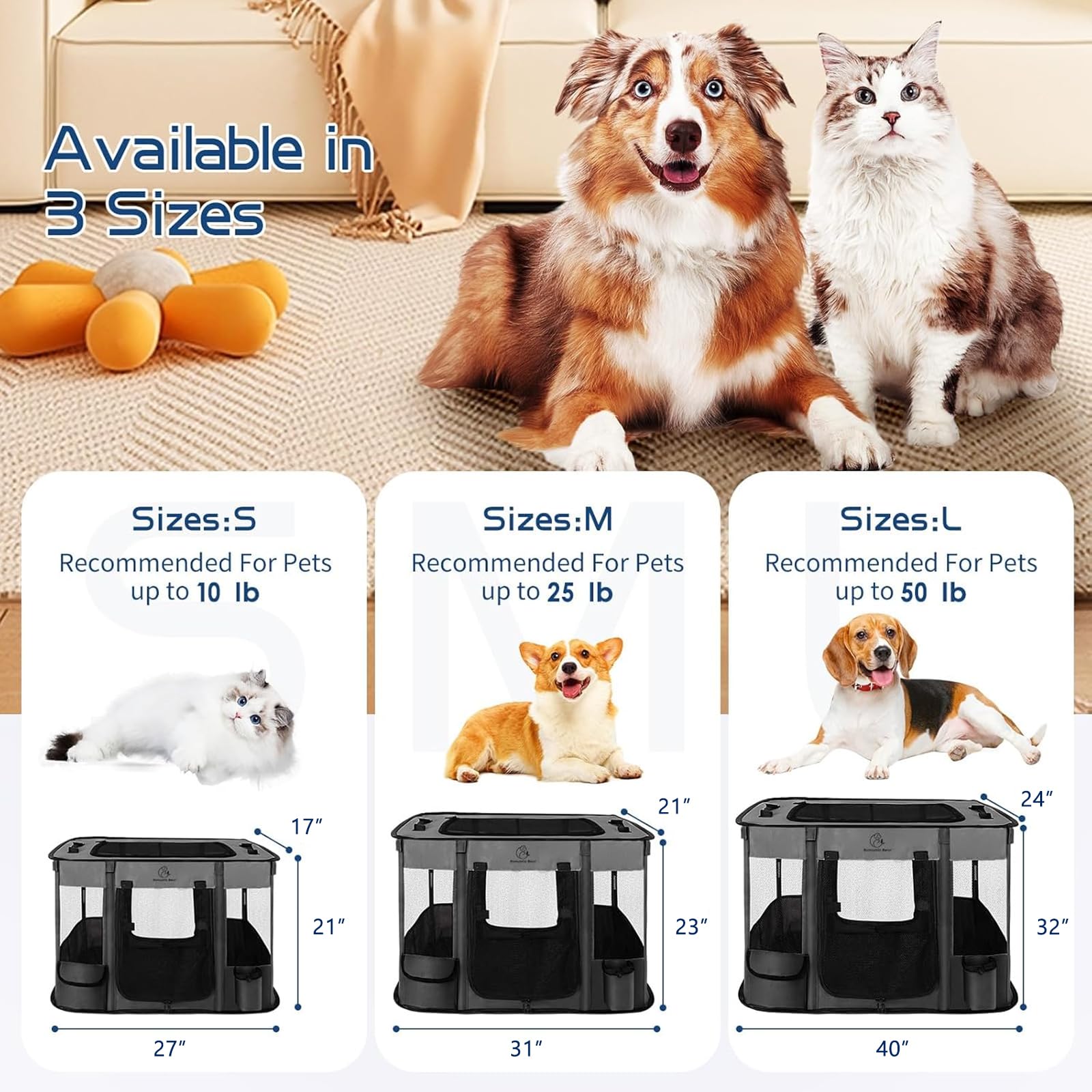 Box per animali domestici, box pieghevole per cani e gatti, tenda portatile per esercizi, copertura parasole rimovibile impermeabile, per interni ed esterni, viaggi, campeggio, per piccoli animali +