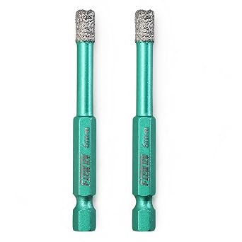Dry Diamond Drill Bits - 2pcs 1/4" Granite Bits 6mm Tile Drill Bits with Quick Change Hex Shank for Granite Porcelain Tile Ceramic Marble